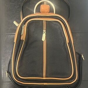 Black and Tan Valentina Italian Leather Backpack.